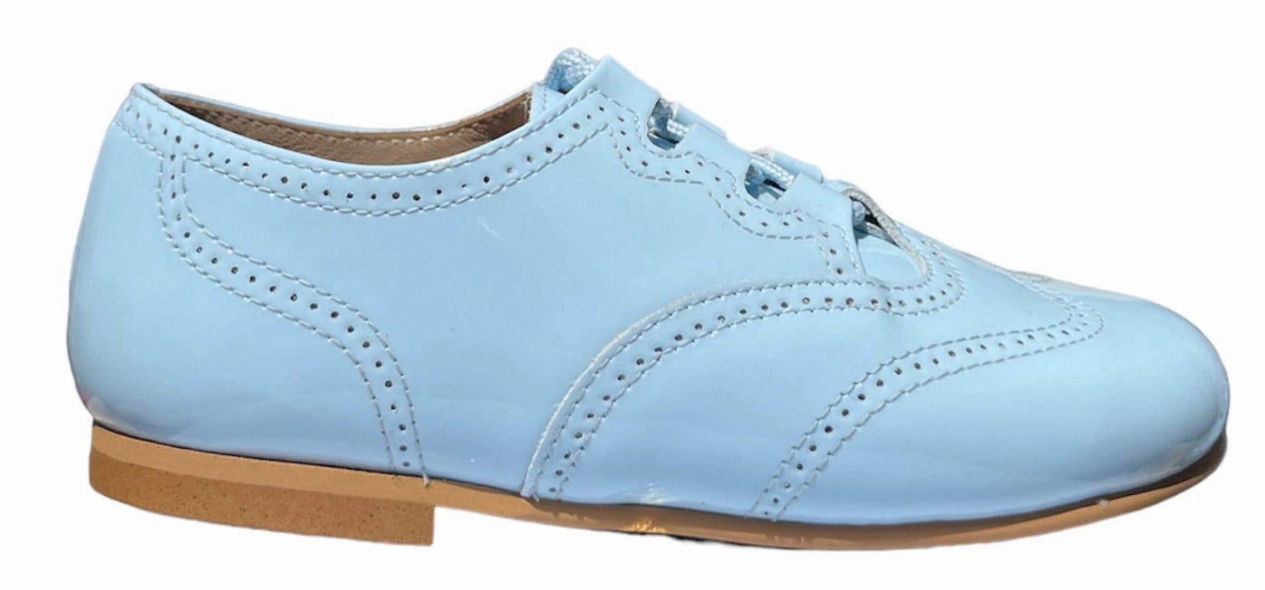 Shawn & Jeffery Nube Cloud Blue Patent Leather Wingtip Design Oxford Shoe