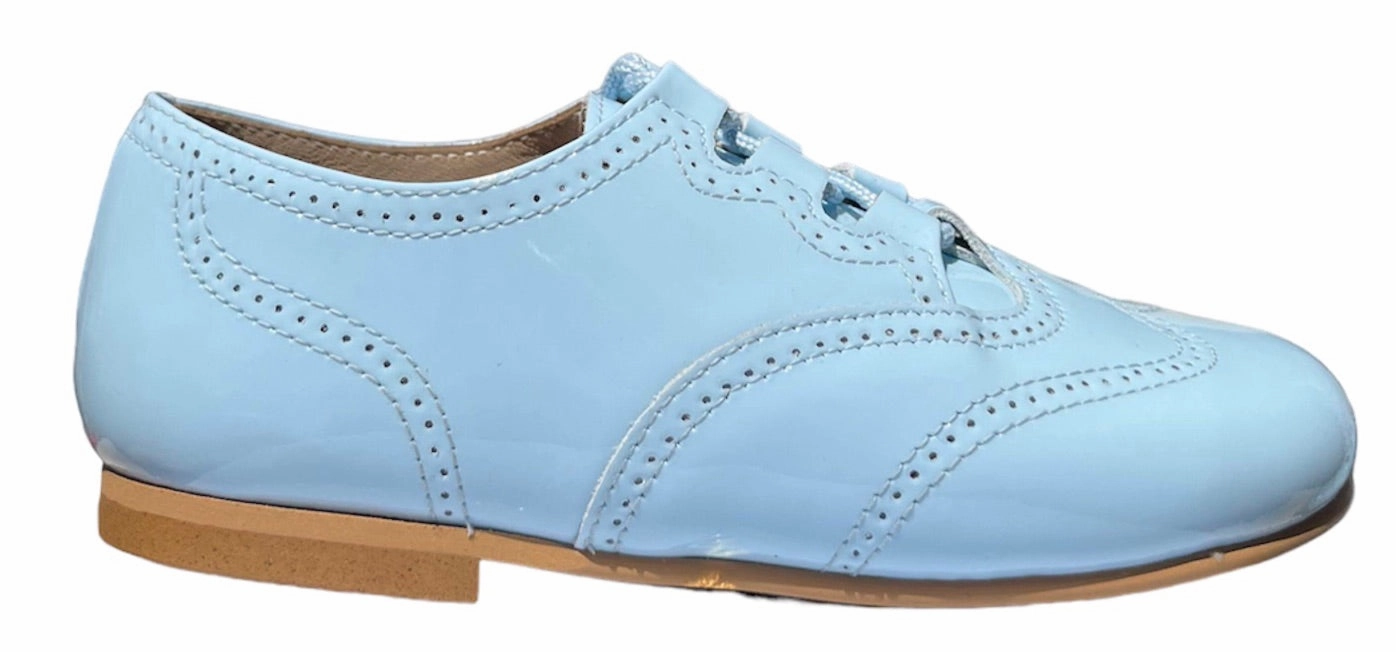 Shawn & Jeffery Nube Cloud Blue Patent Leather Wingtip Design Oxford Shoe