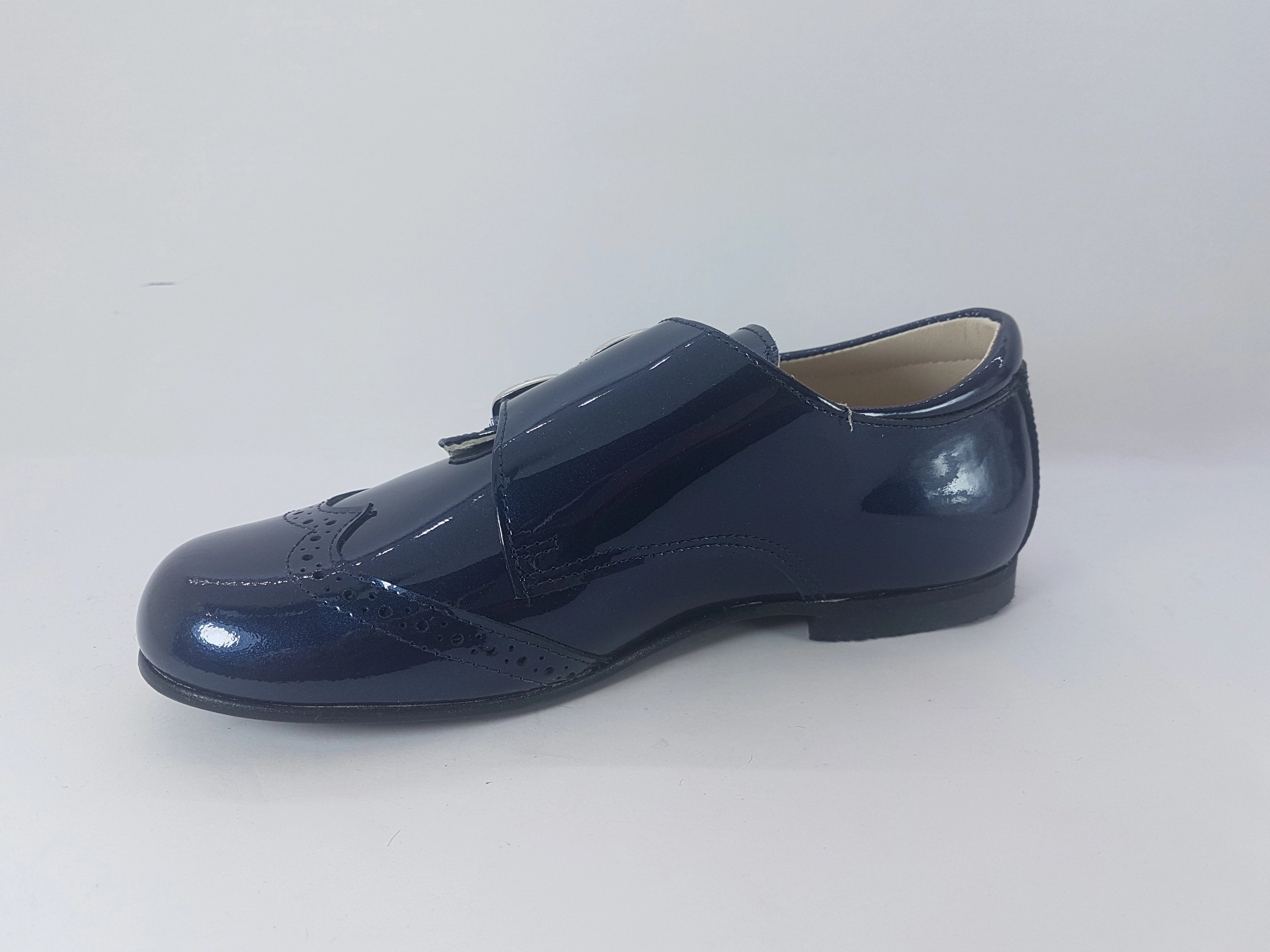 Shawn & Jeffery Patent Navy Double Buckle Design Dress Shoes