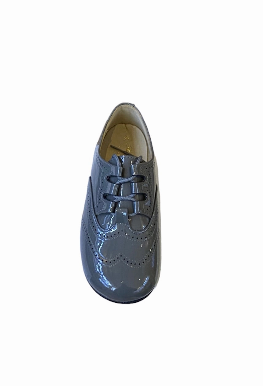 Shawn & Jeffery Plomo Grey Patent Leather Classic Oxford Dress Shoe