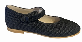Shawn & Jeffery Pressed Textured Black Leather Mary Jane