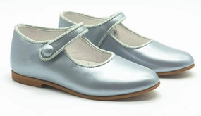 Shawn & Jeffery Silver Patent Leather Girls Button Mary Jane