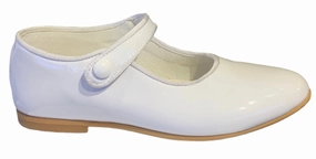Shawn & Jeffery White Patent Leather Girls Button Mary Jane