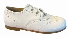 Shawn & Jeffery White Patent Leather Wingtip Design Oxford Shoe