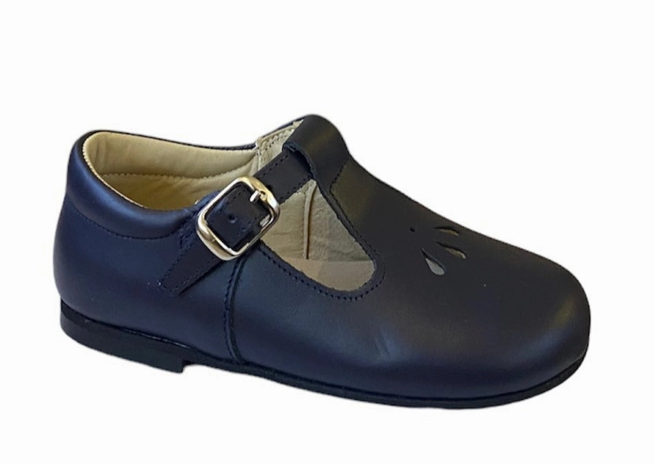 Shawn & Jeffrey Navy Blue Leather T Strap Shoe