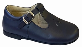 Shawn & Jeffrey Navy Blue Leather T Strap Shoe