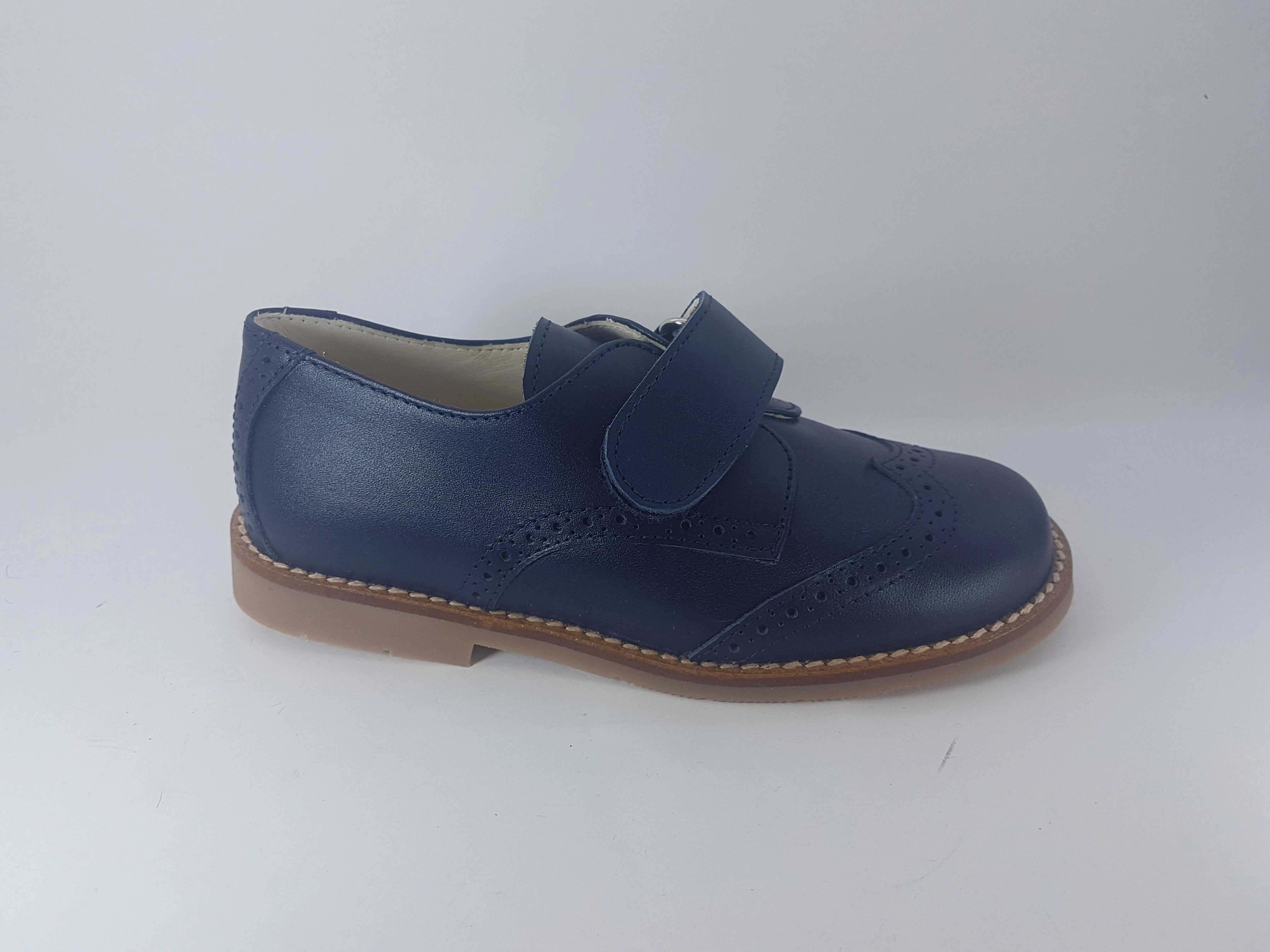 Shawn & Jeffrey Navy Blue Leather Velcro Shoe