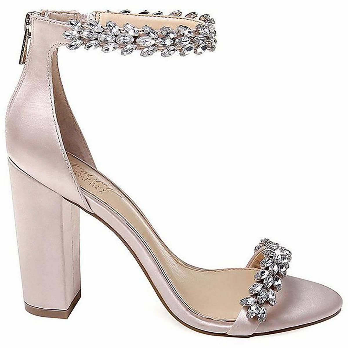 SIERRA Womens Satin Open Toe Ankle Strap