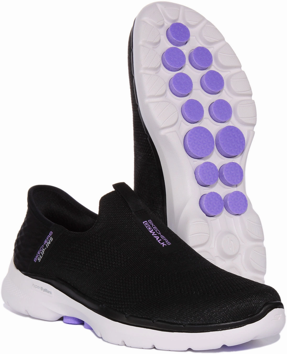 Skechers Go Walk 6 Slip Ins Black White For Women