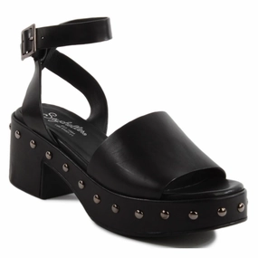 Spare Moments Womens Studded Leather Platform Sandals
