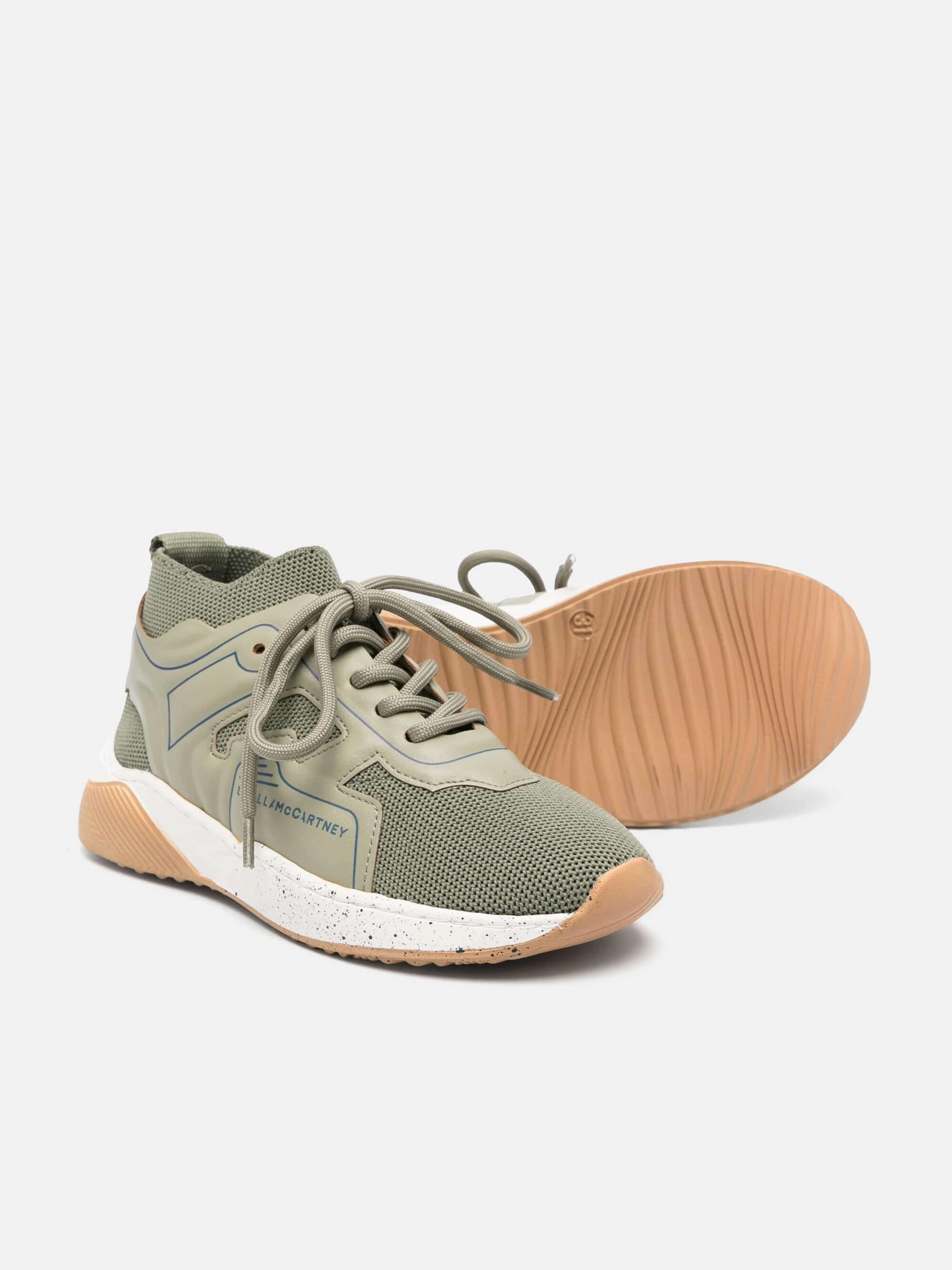 Stella McCartney Kids Lace Up Sock Trainers in Green