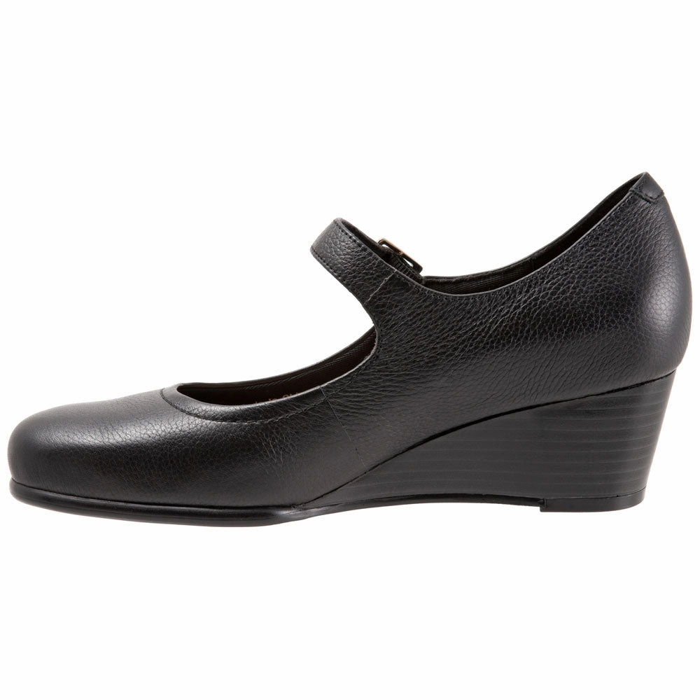 Trotters Willow Black Leather Wedge Shoe (Women's)