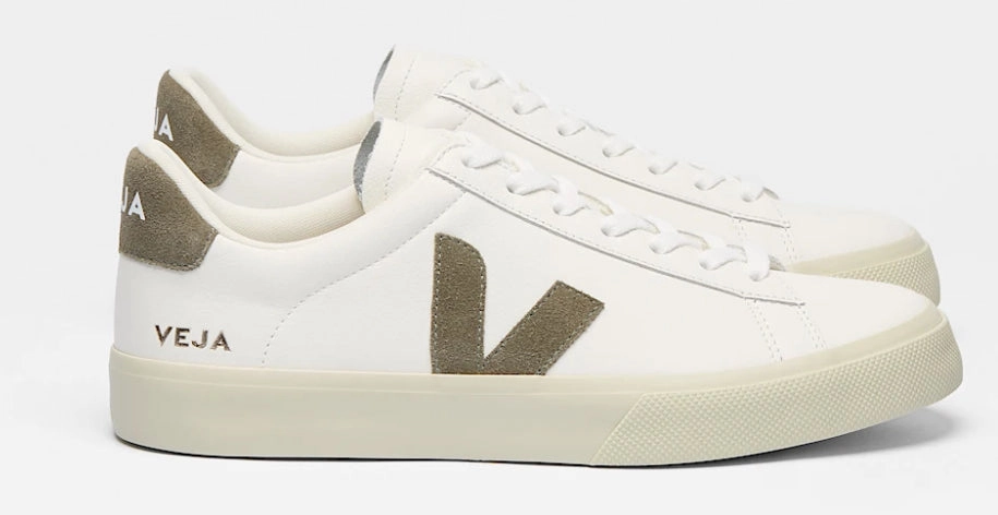Veja Campo Olive Extra White Kaki Leather Sneakers