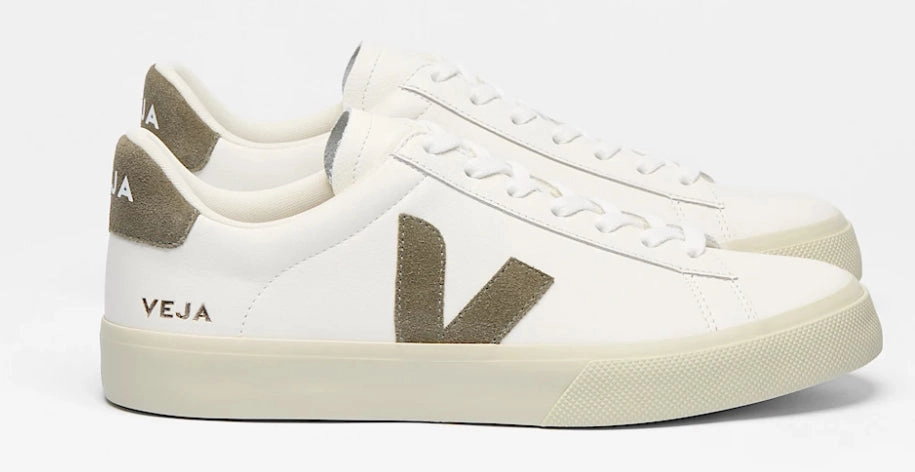 Veja Campo Olive Extra White Kaki Leather Sneakers