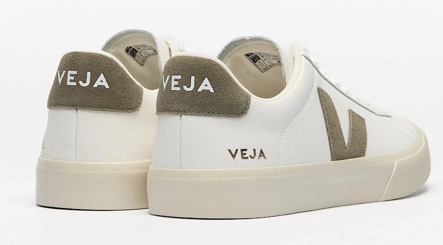 Veja Campo Olive Extra White Kaki Leather Sneakers