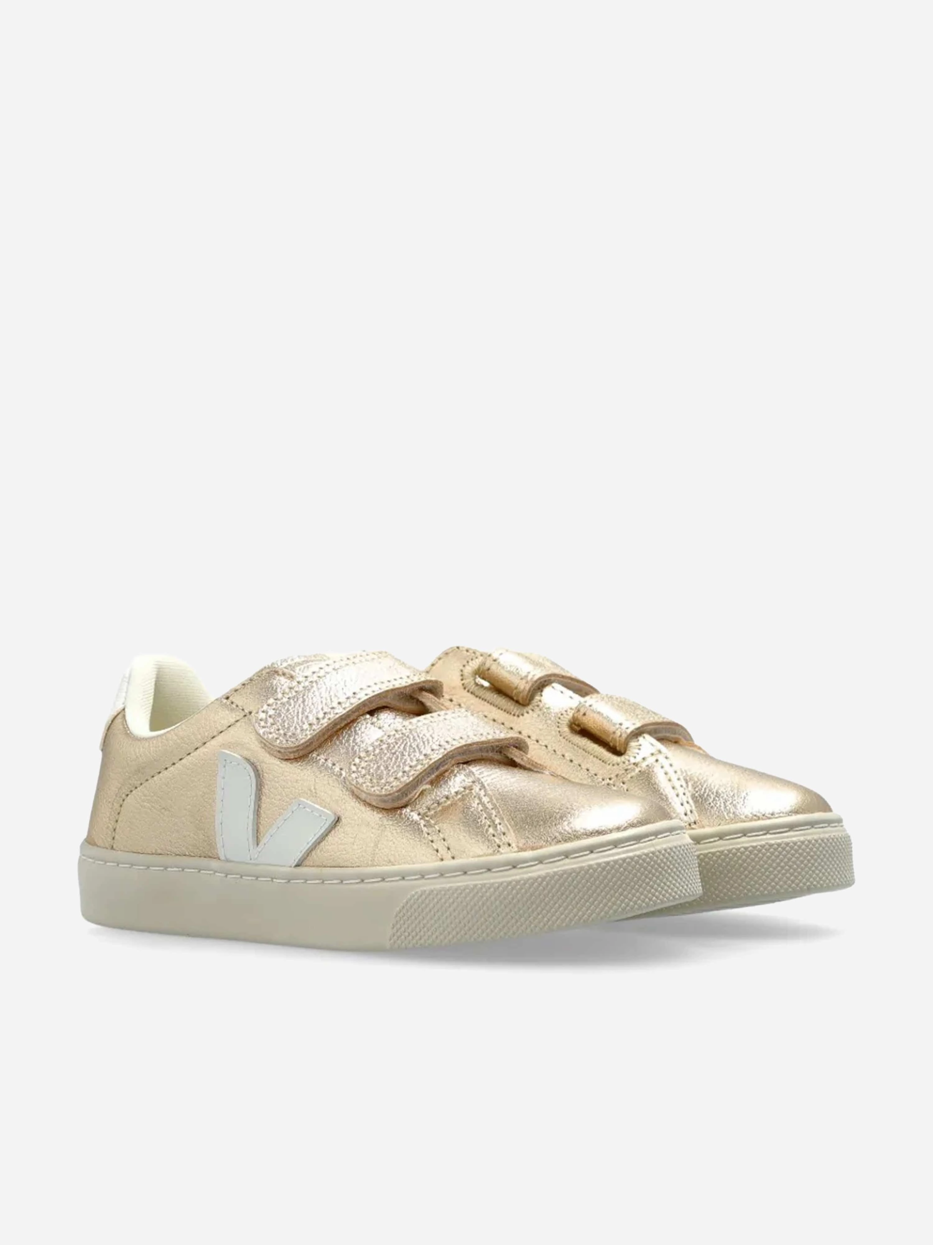 Veja Girls Chromefree Leather Small Esplar Traners in Gold