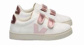 Veja Girls Esplar Leather Petale Nacre White Velcro Sneakers
