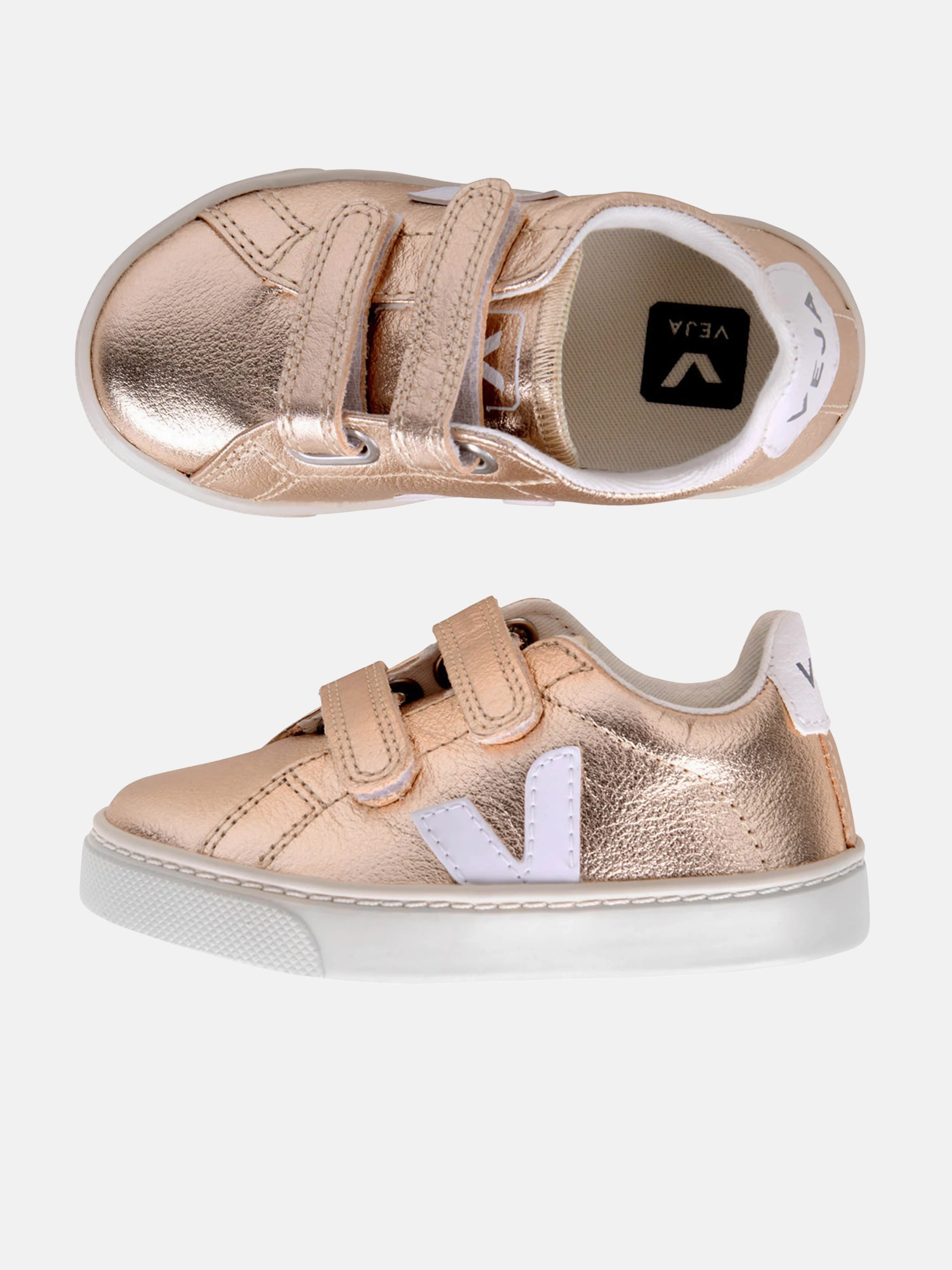 Veja Girls Small Esplar Velcro Trainers in Gold
