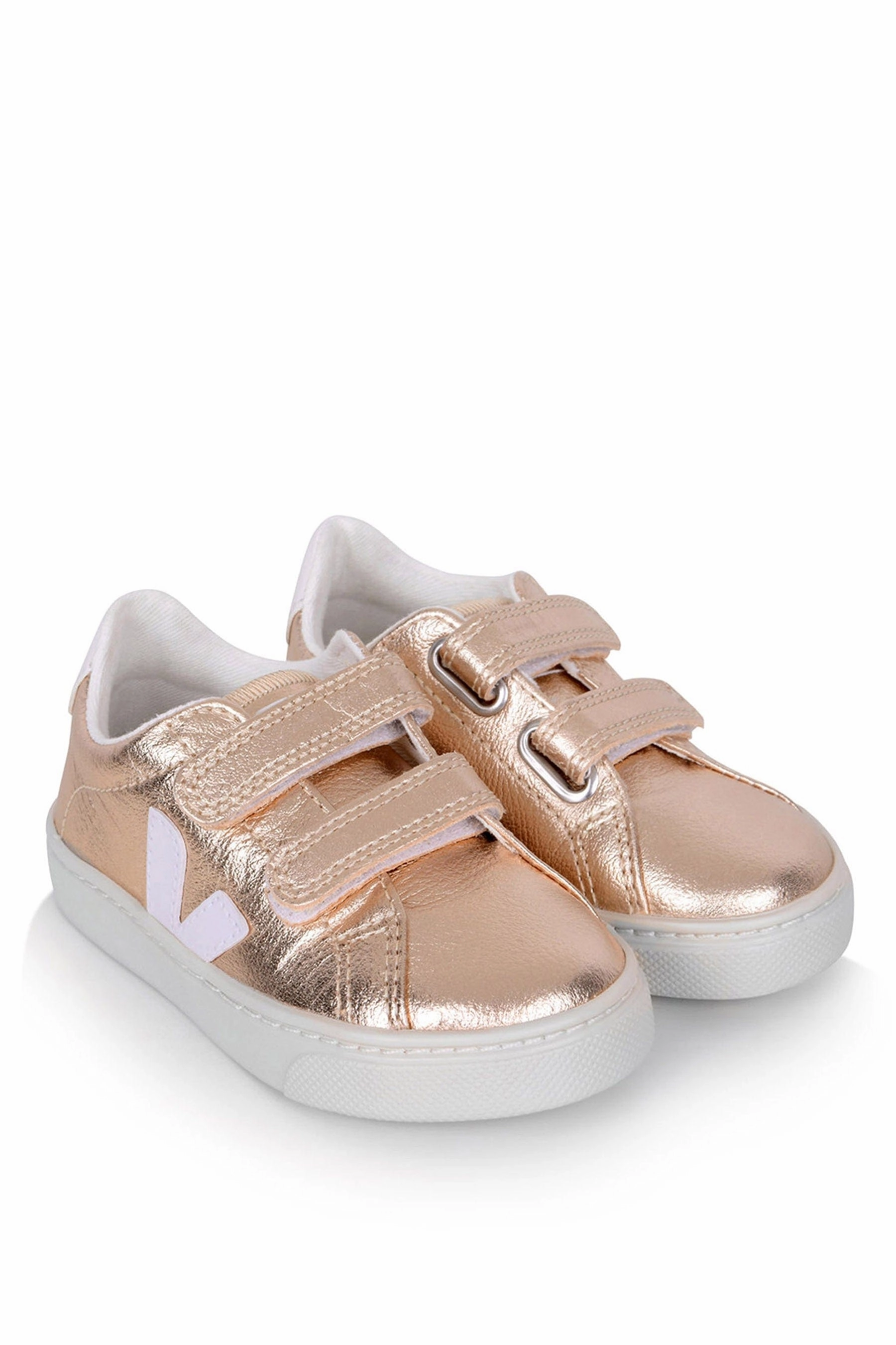 Veja Girls Small Esplar Velcro Trainers in Gold