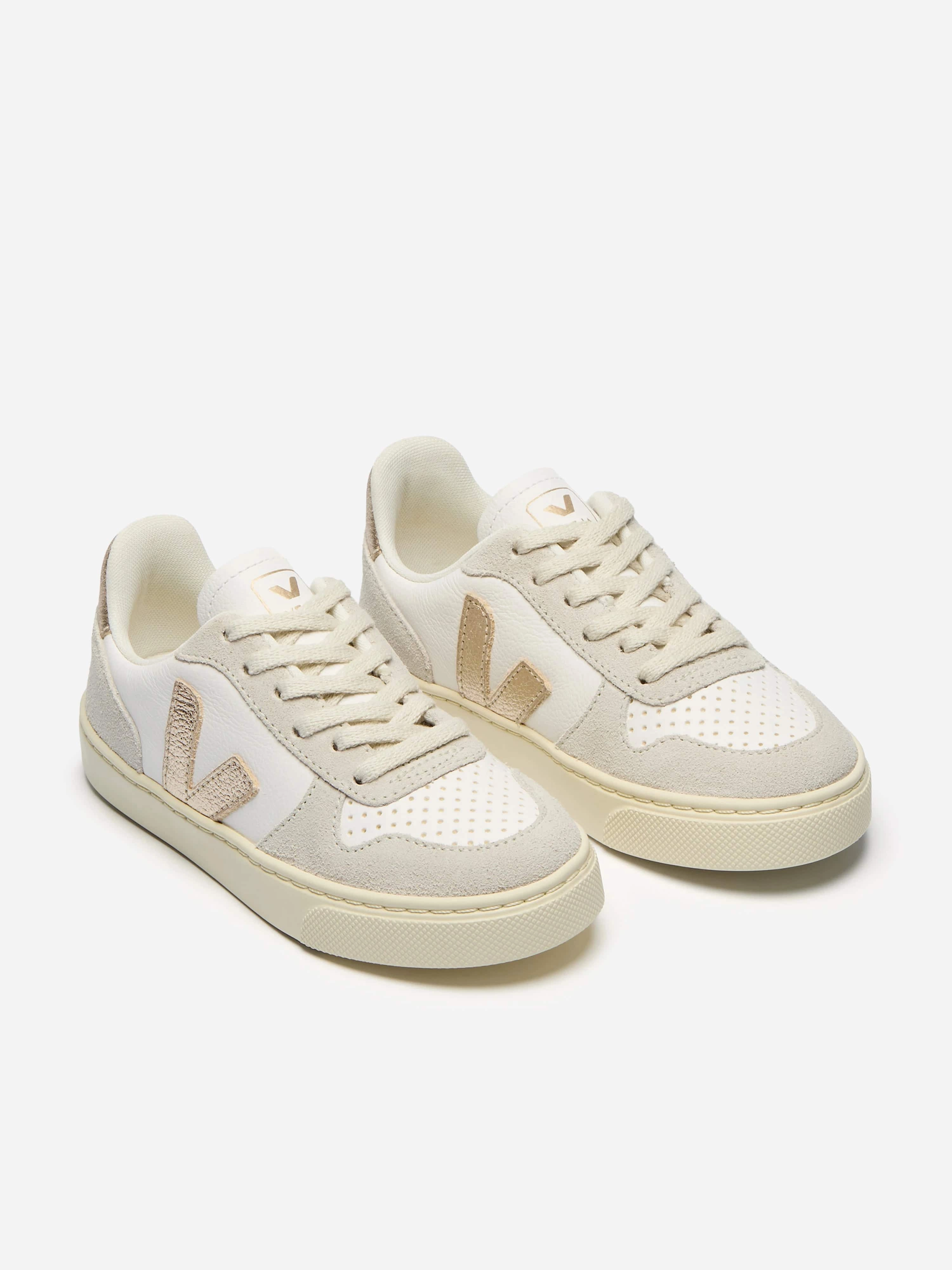 Veja Kids Chromefree Leather Small V-10 Laces Trainers in White