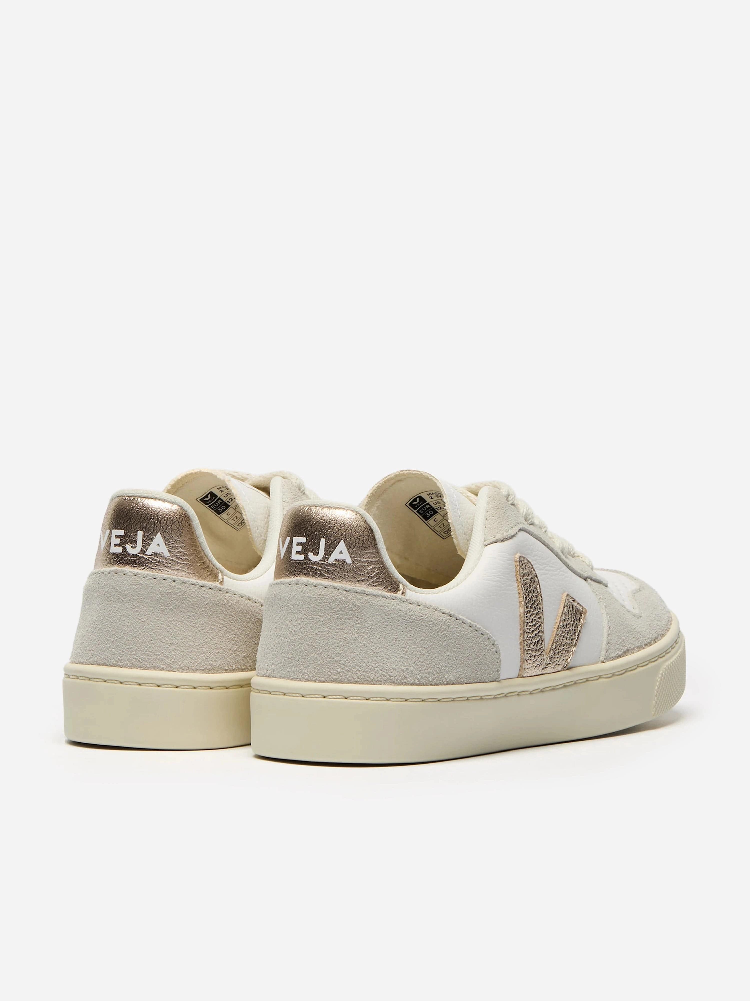 Veja Kids Chromefree Leather Small V-10 Laces Trainers in White