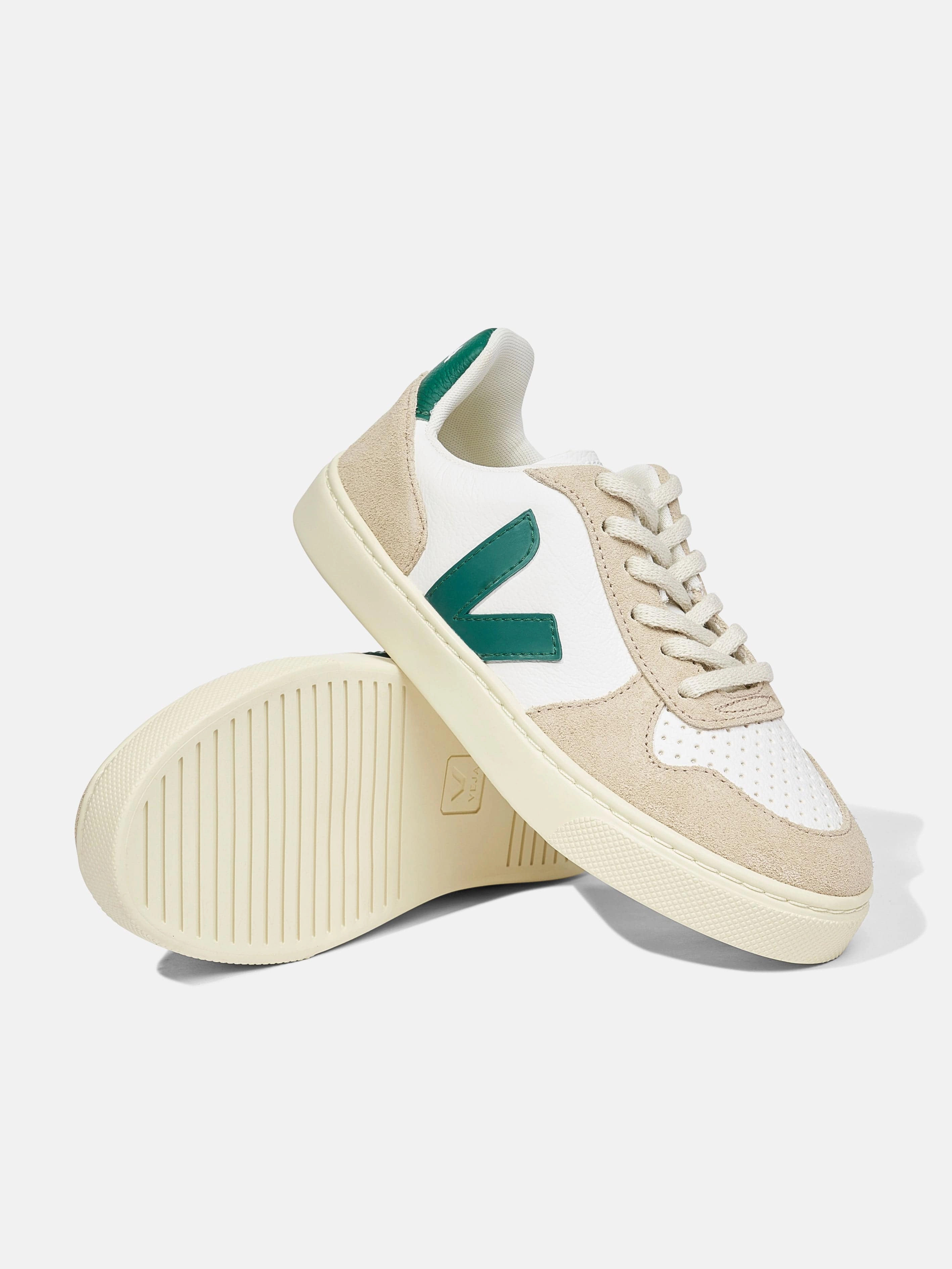 Veja Kids Chromefree Leather Small V-10 Laces Trainers in White