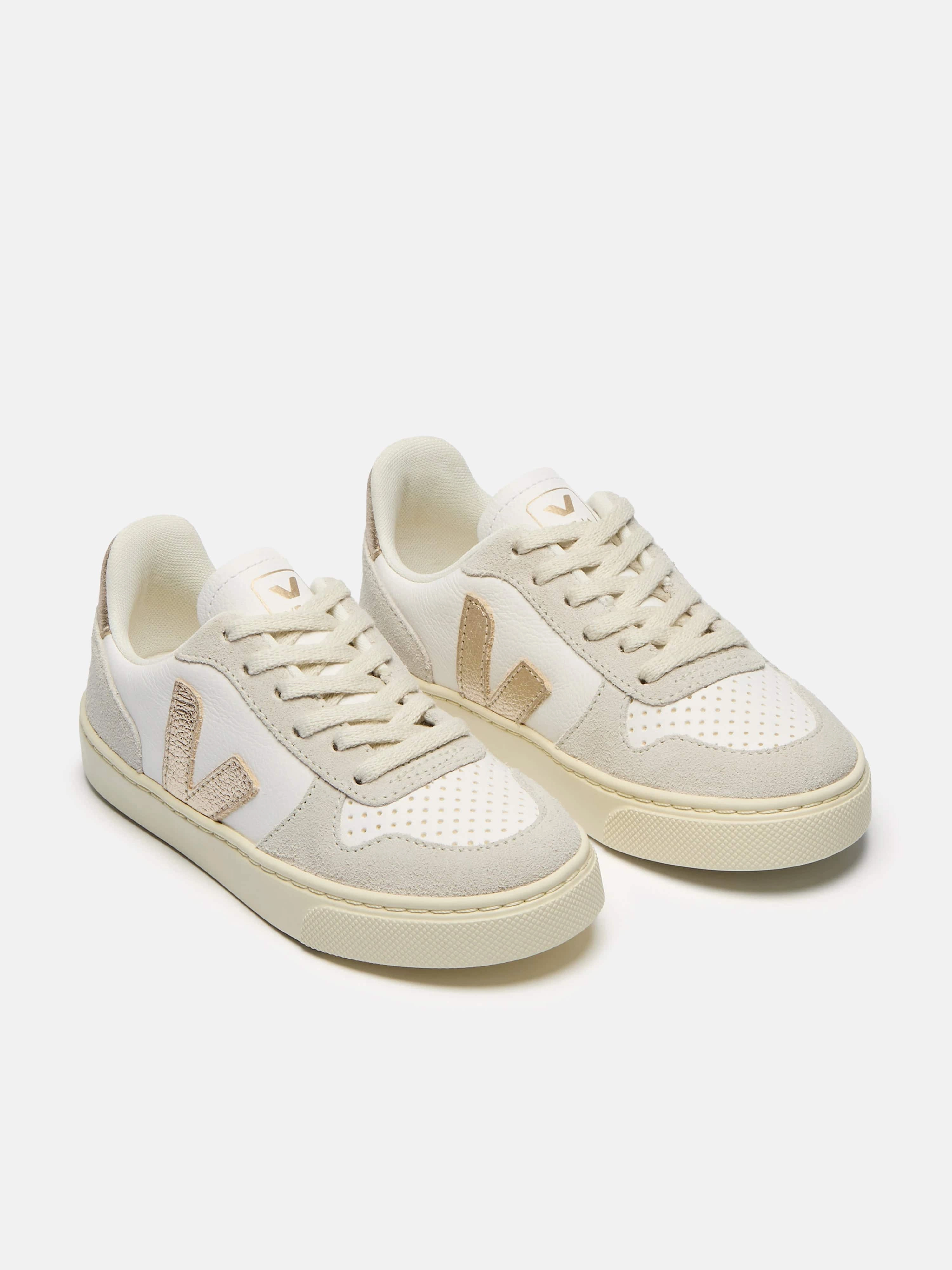 Veja Kids Chromefree Leather Small V-10 Laces Trainers in White