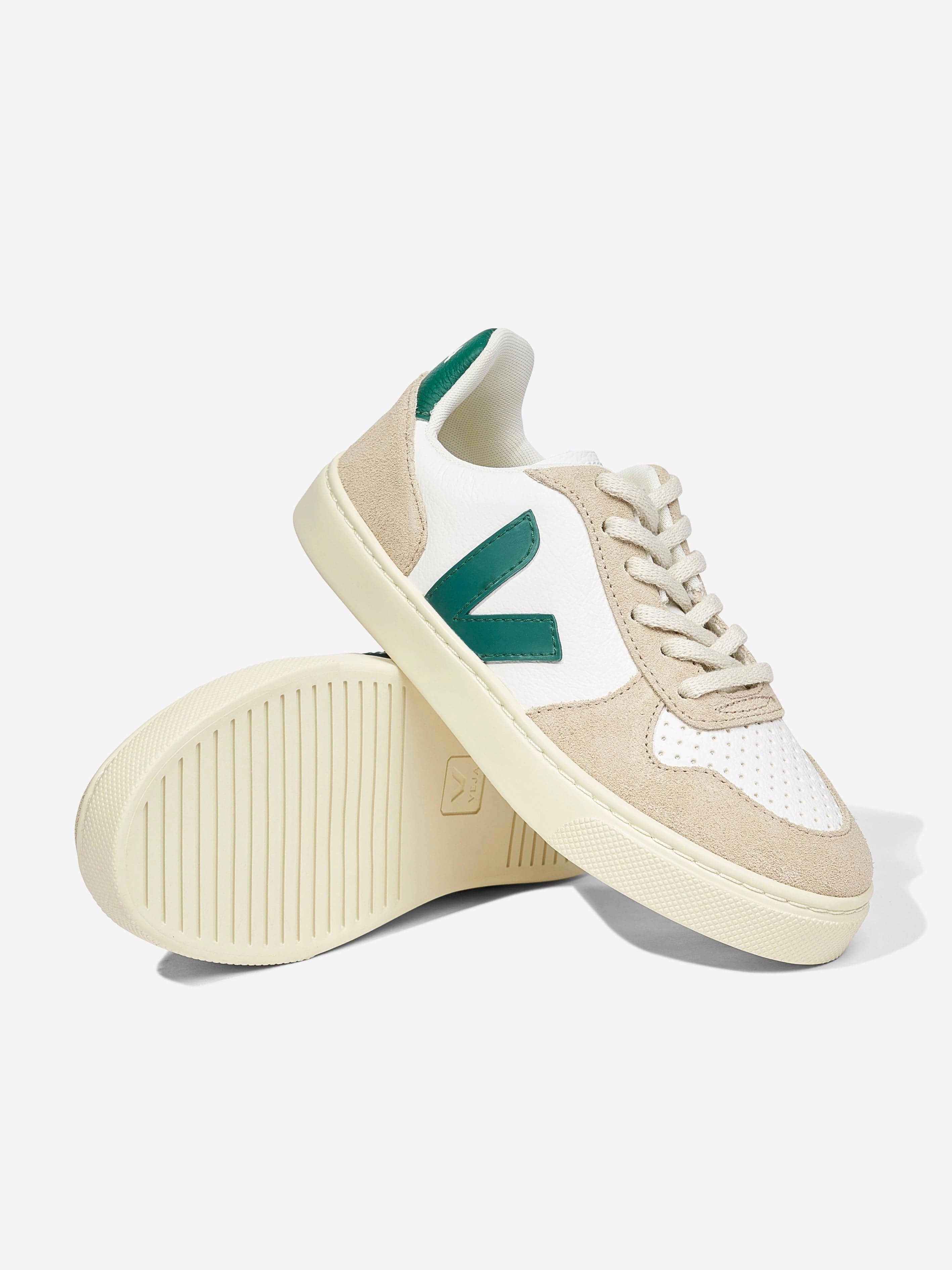 Veja Kids Chromefree Leather Small V-10 Laces Trainers in White
