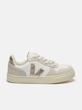 Veja Kids Chromefree Leather Small V-10 Laces Trainers in White