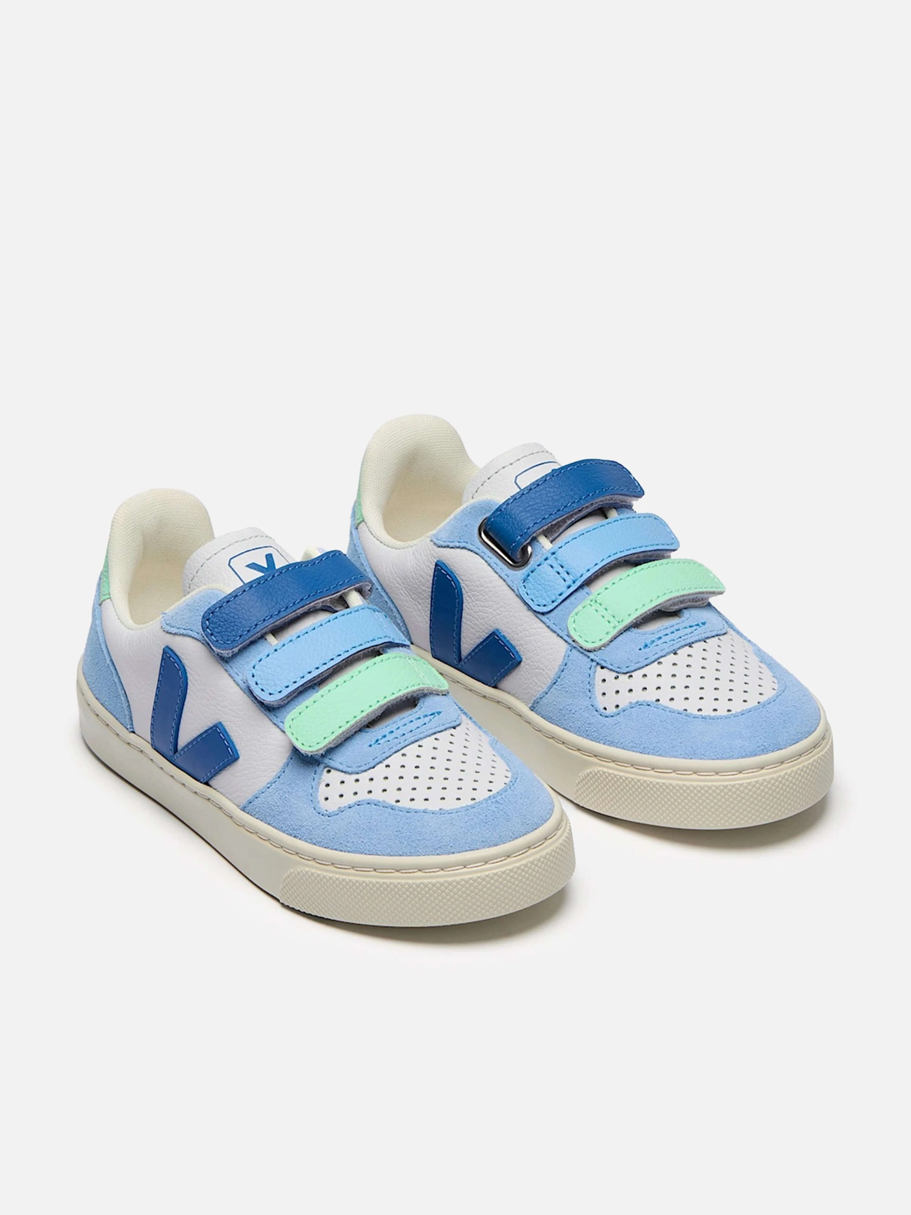 Veja Kids Chromefree Leather Small V-10 Trainers in Blue