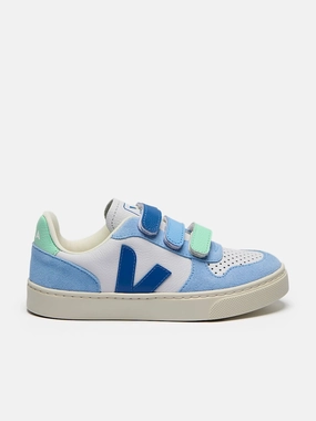 Veja Kids Chromefree Leather Small V-10 Trainers in Blue