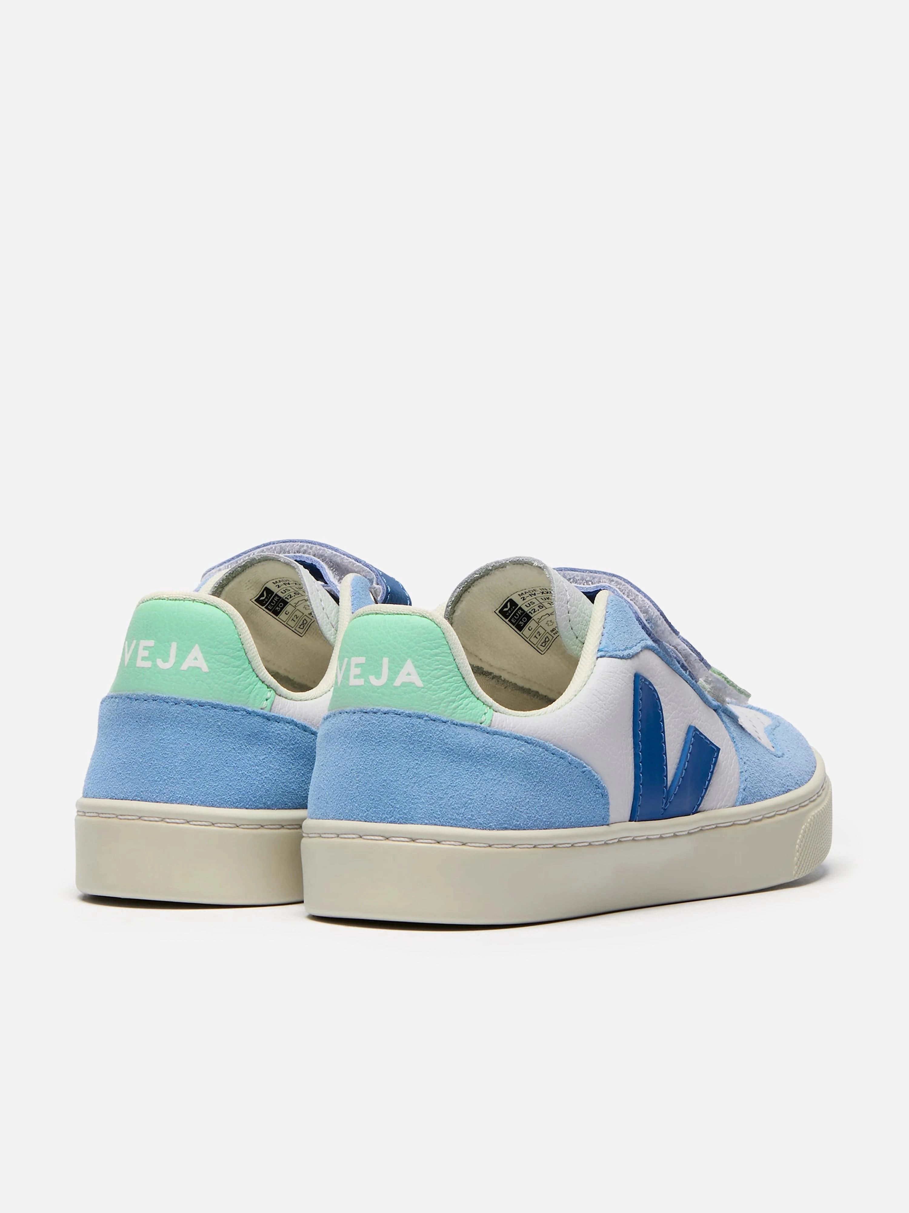 Veja Kids Chromefree Leather Small V-10 Trainers in Blue
