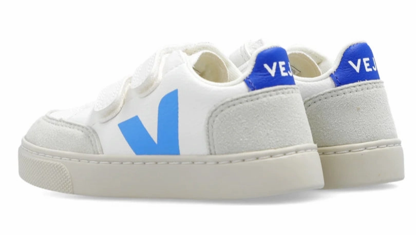 Veja White Paros Blue Leather Sneakers