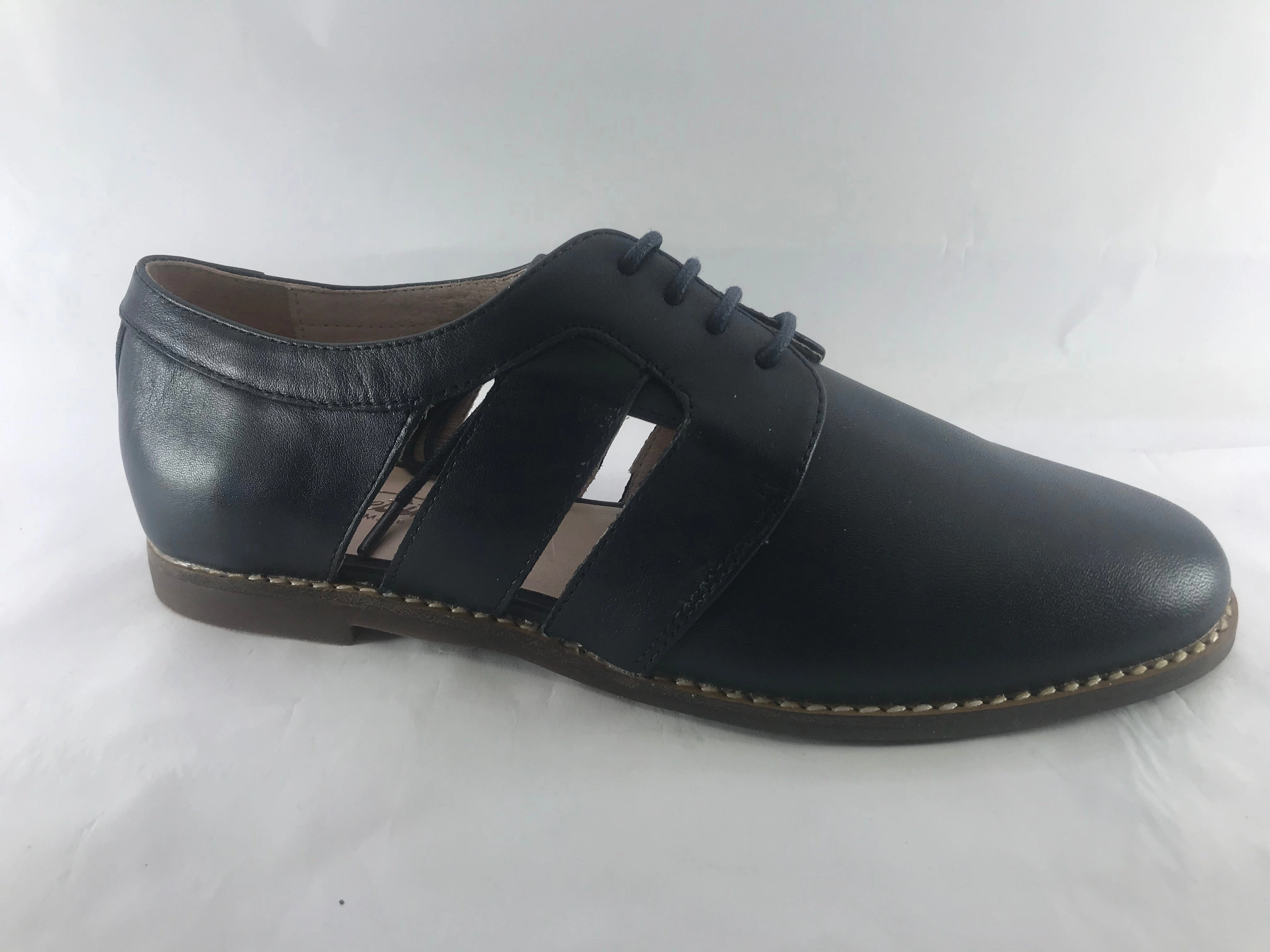 Venettini Bree Navy Leather Summer Tie Shoe