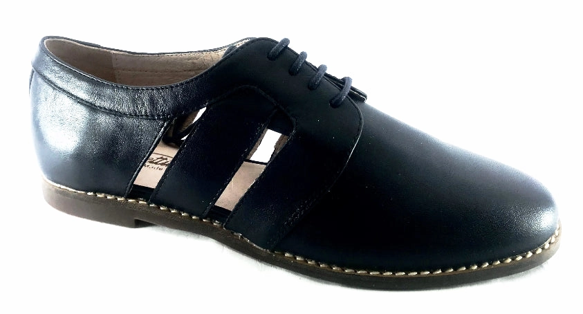 Venettini Bree Navy Leather Summer Tie Shoe
