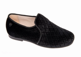 Venettini Conor Black Quilt Velvet Smoking Slipper