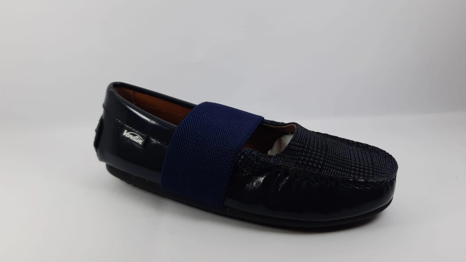 Venettini Lily Navy Oil Moccasin with Strap