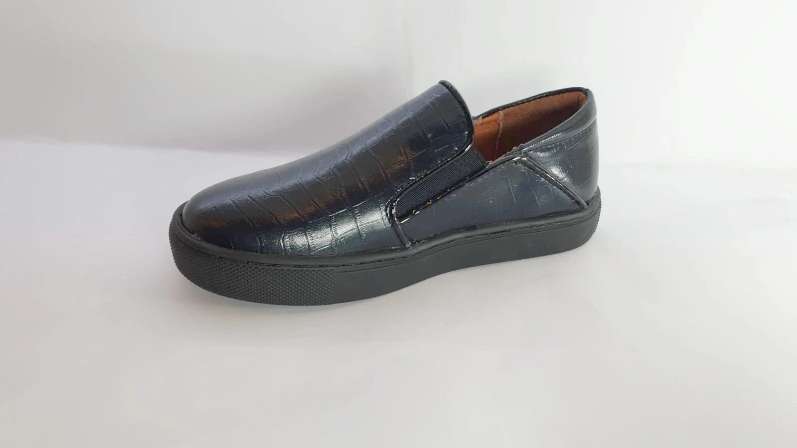 Venettini Reed Black Rock Leather Slip on Sneakers