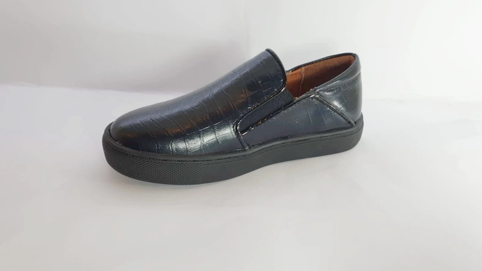 Venettini Reed Black Rock Leather Slip on Sneakers
