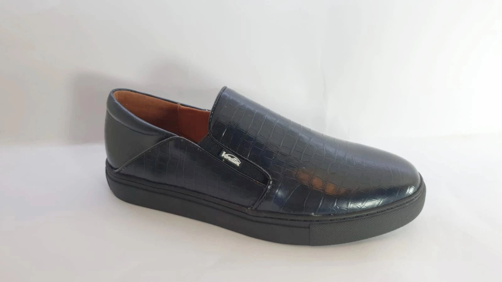 Venettini Reed Black Rock Leather Slip on Sneakers