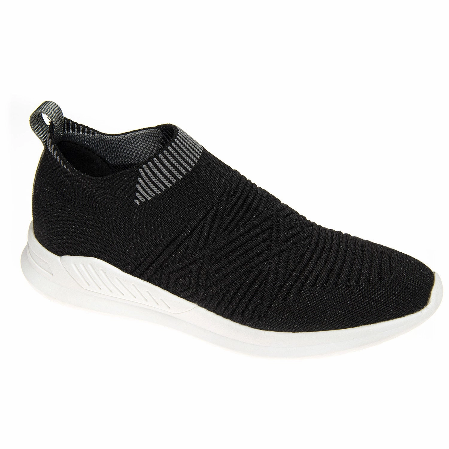 Venettini Venus Black Knit White Bar Sneaker Sock Shoes