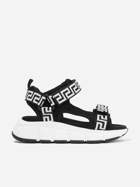 Versace Kids Greca Strap Sandals in Black