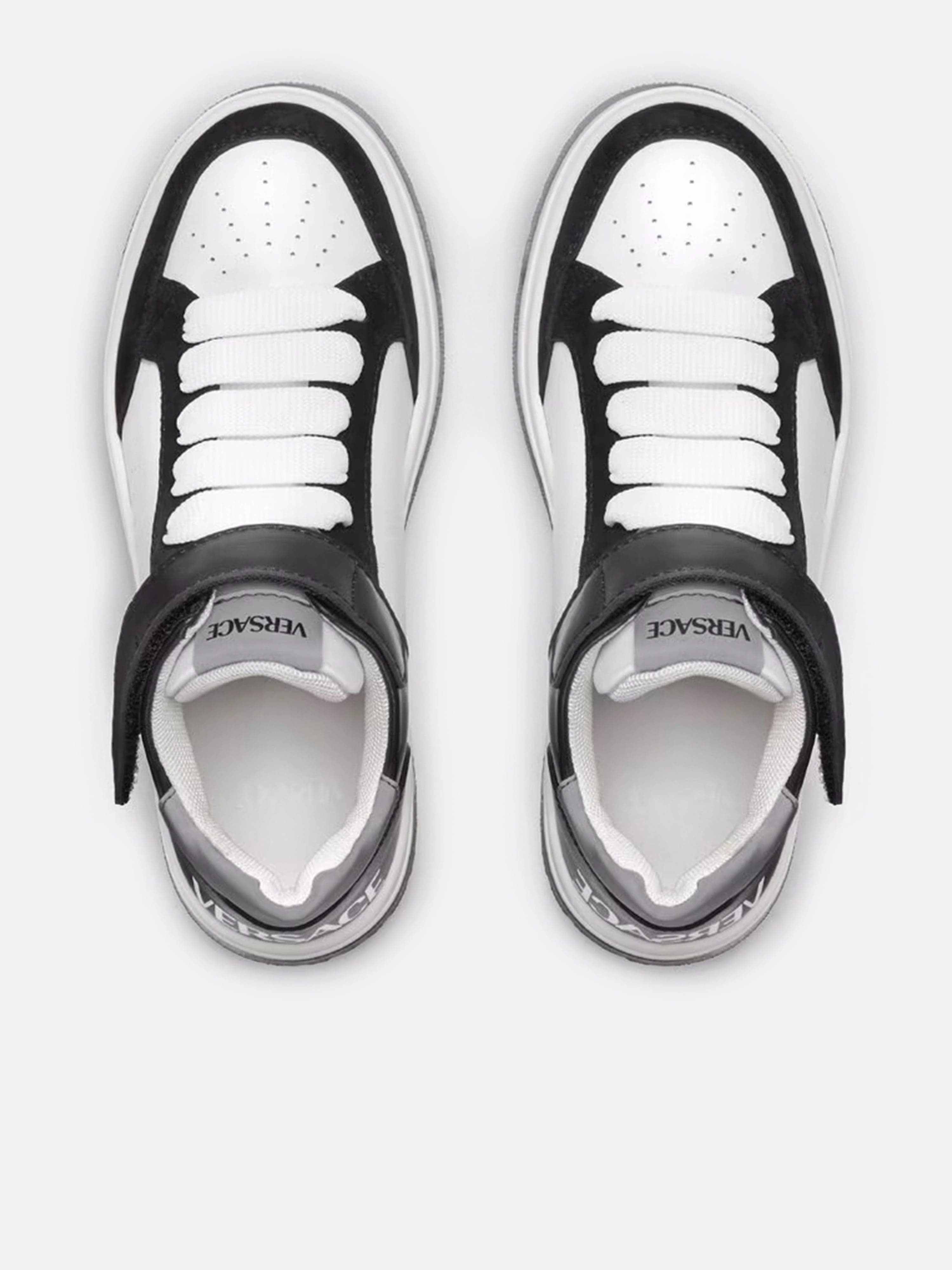 Versace Kids Leather Low Top Trainers in White
