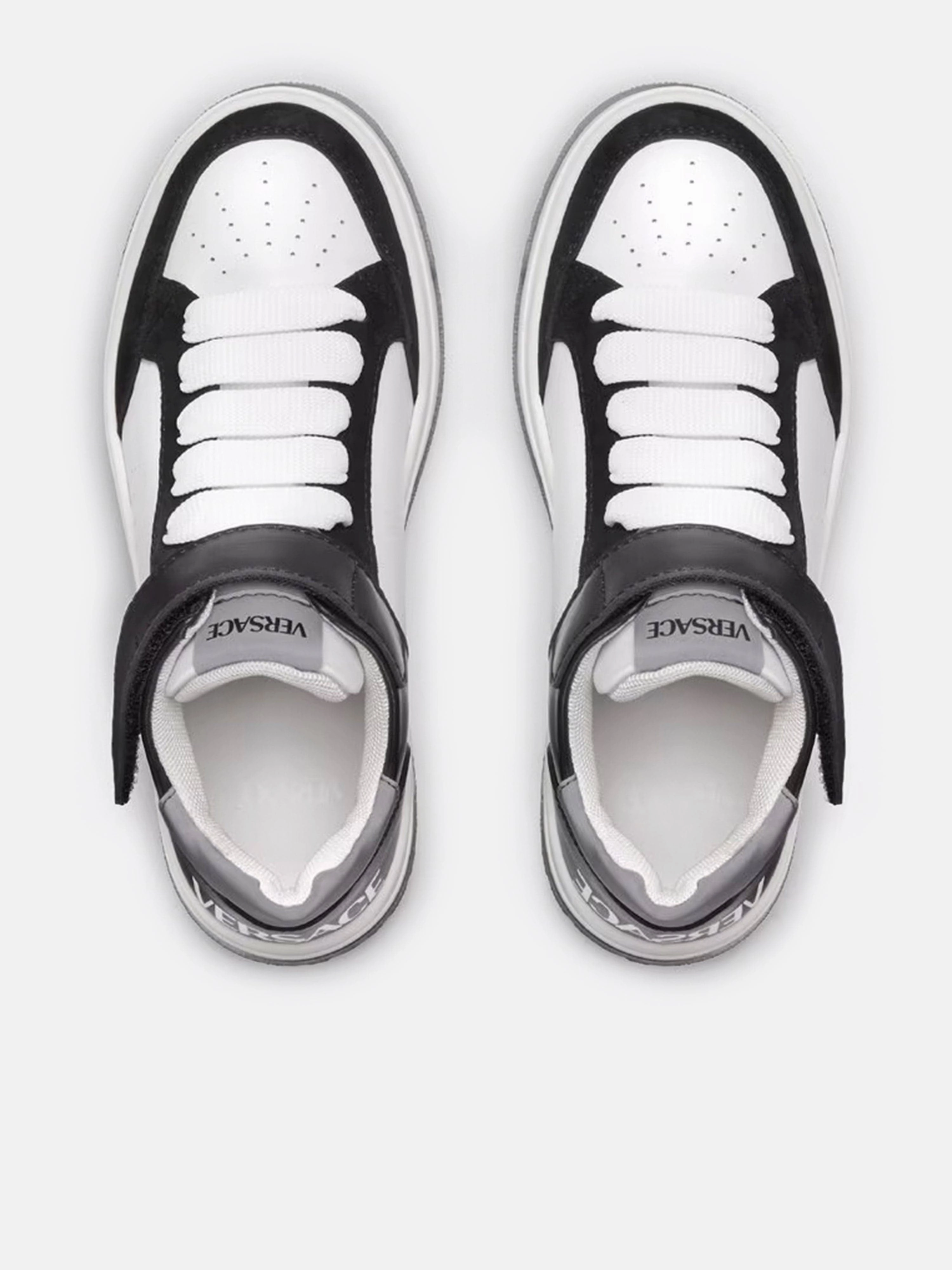 Versace Kids Leather Low Top Trainers in White