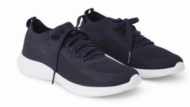 Woman's Navy Knit Memory Foam insole Slip-on Sneakers
