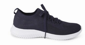 Woman's Navy Knit Memory Foam insole Slip-on Sneakers