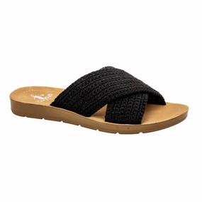 Women's Criss Cross Woven Sandals In Black