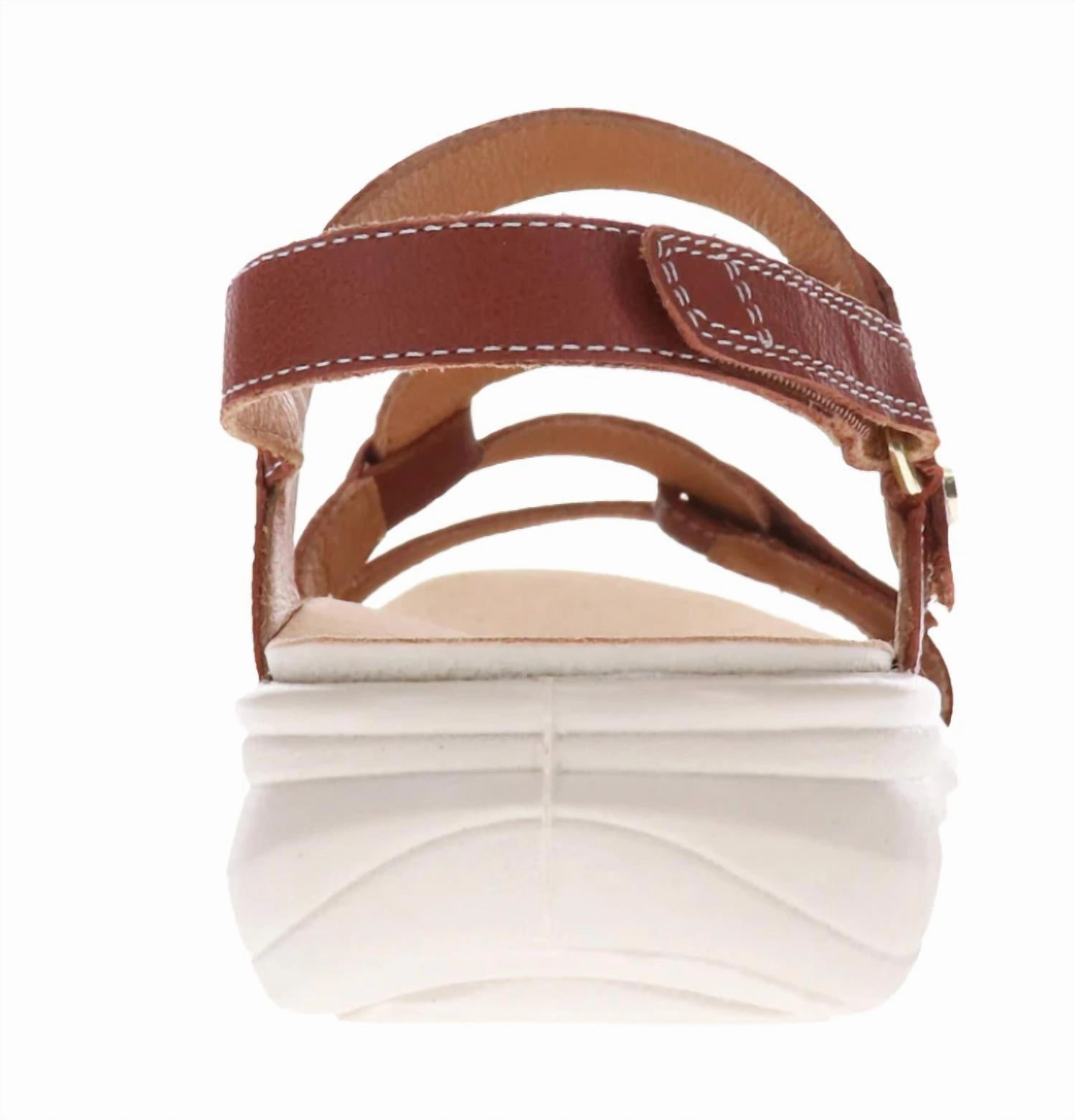 Women's Emerald 3 Strap Leather Sandals In Cognac