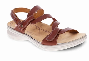 Women's Emerald 3 Strap Leather Sandals In Cognac