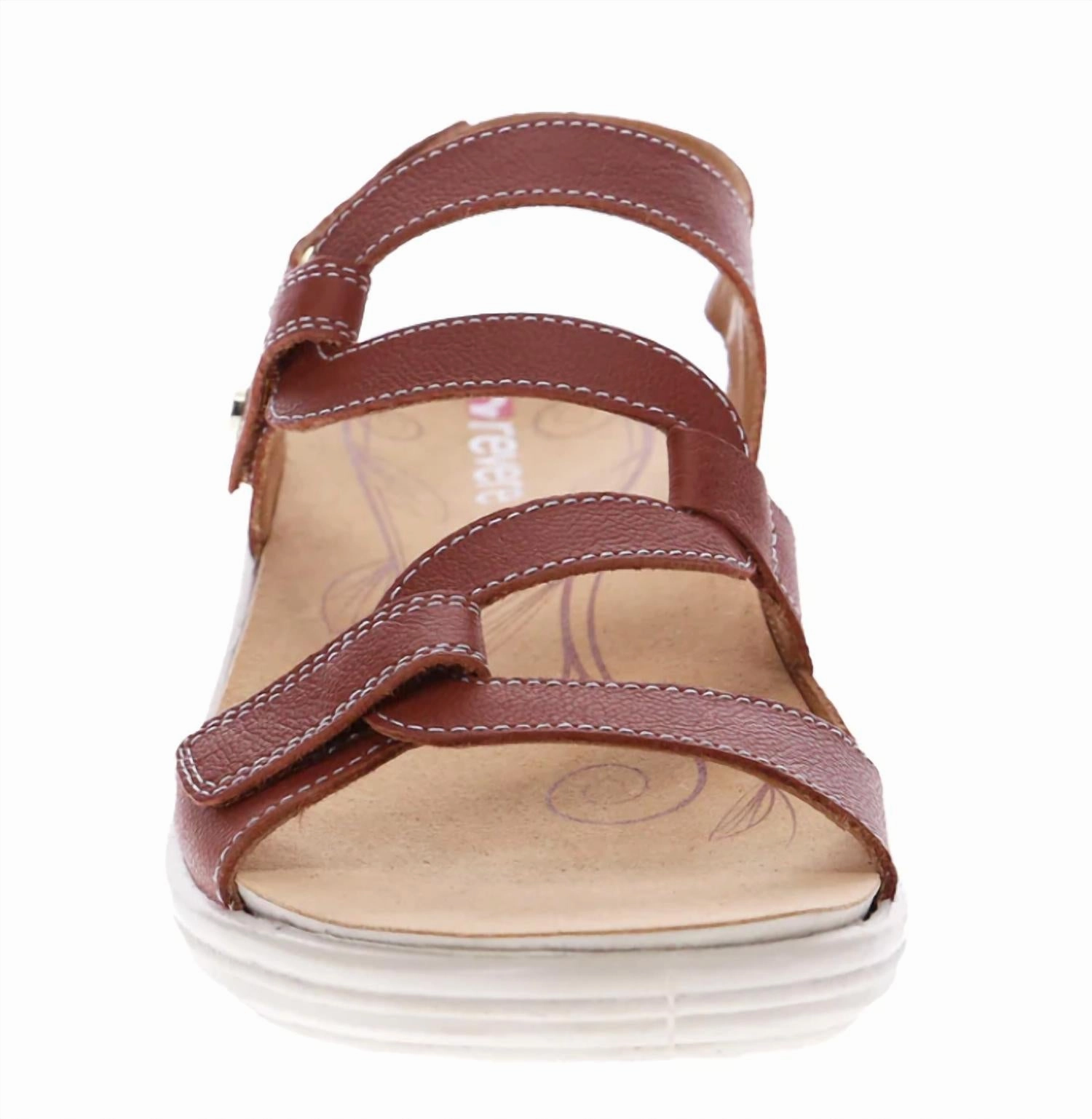 Women's Emerald 3 Strap Leather Sandals In Cognac